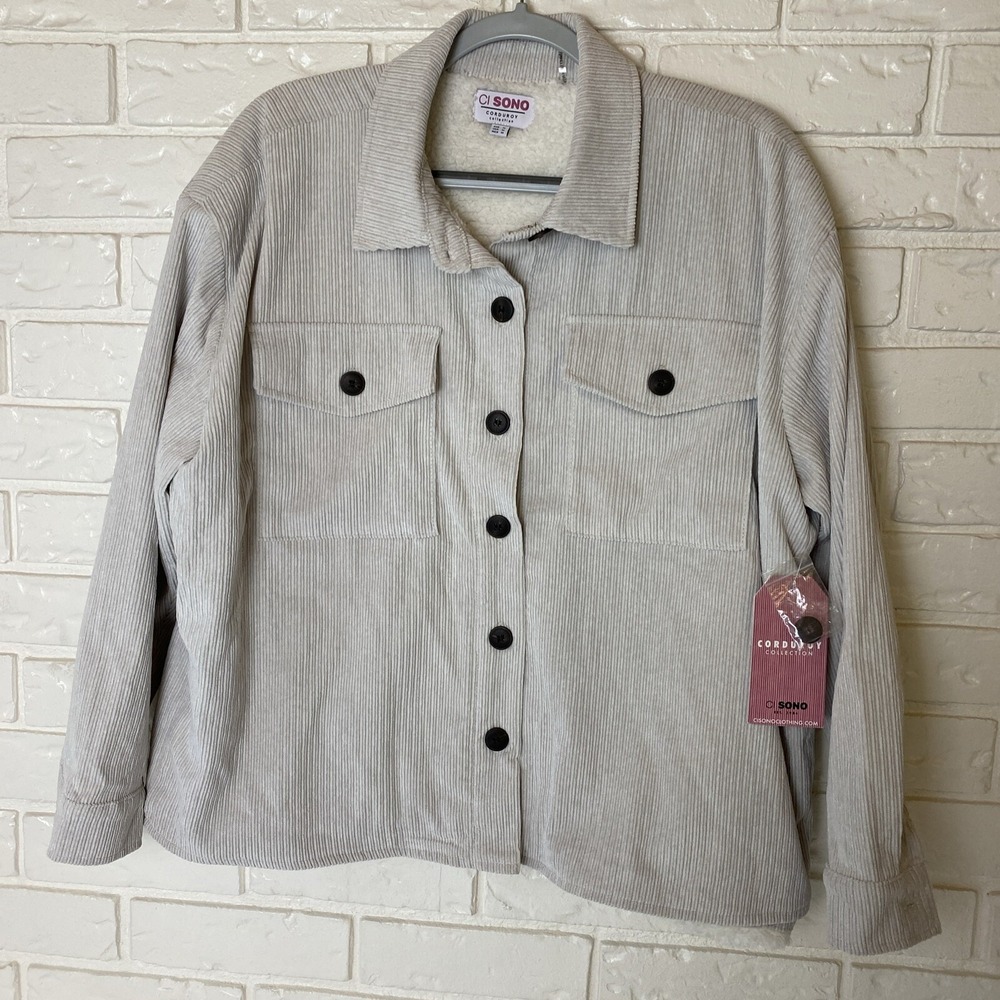 CI Sono Corduroy Jacket Women's Size‎ M Lined Tan NWT Oversize See Pics